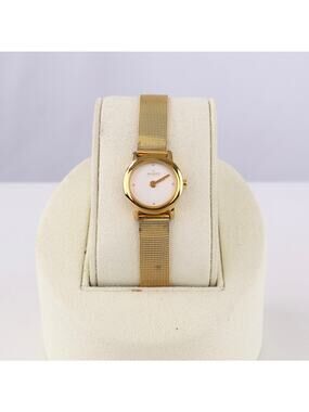 Skagen Denmark Ladies Watch Gold Tone Mesh Band Slim Minimalist White Dial Works